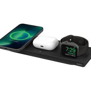 Belkin Boostcharge Pro 3-In-1 - Trådløs Opladningspude - Fast Charge - Sort - For Apple Airpods Airpods Pro Iphone 12, 13 Watch