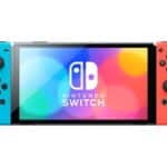 Nintendo Switch OLED - Spilkonsol - sort, neonrød, neonblå