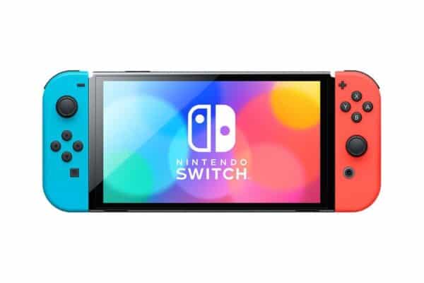 Nintendo Switch OLED - Spilkonsol - sort, neonrød, neonblå