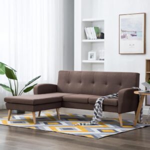 L-formet sofa stofbeklædning 186 x 136 x 79 cm brun