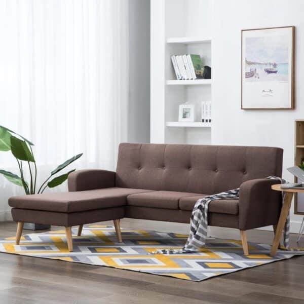 L-formet sofa stofbeklædning 186 x 136 x 79 cm brun