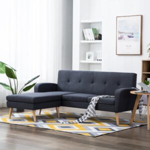L-formet sofa stofbeklædning 186 x 136 x 79 cm mørkegrå